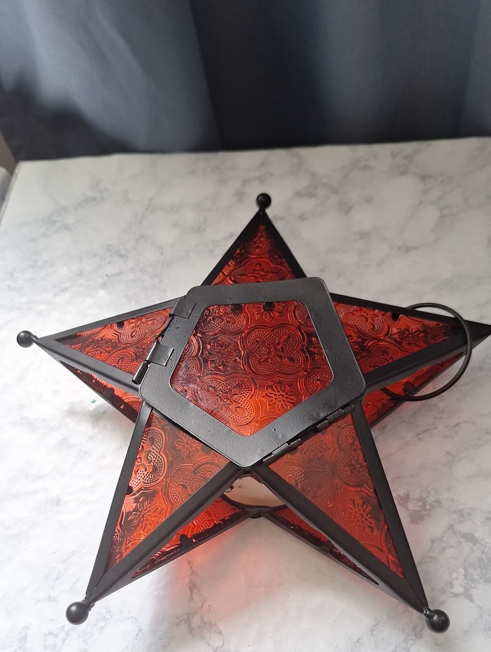 Red Star Mosaic Metal Lantern - Home Accents, Garden, Holiday